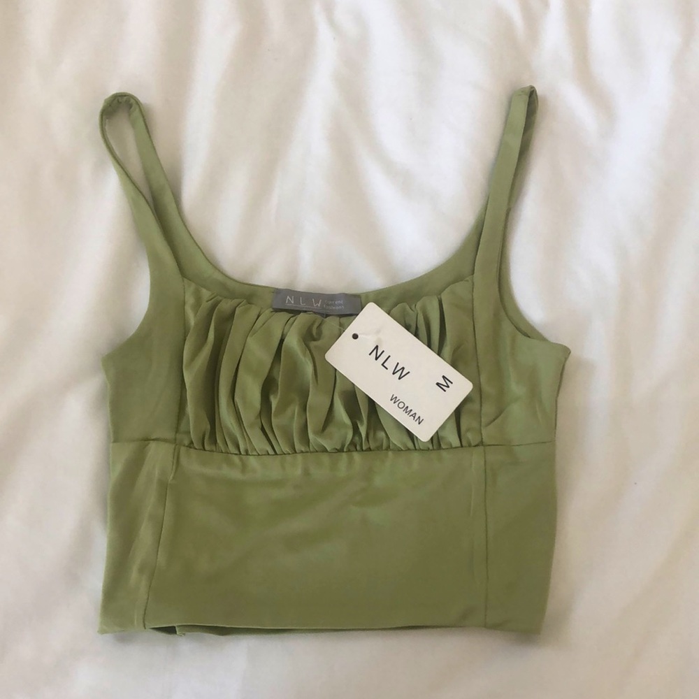 Green Ruched Crop Top